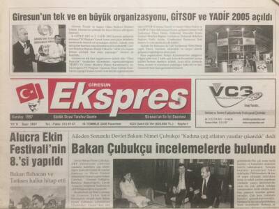 Giresun Ekspres Gazetesi 18 Temmuz 2005 - Bakan Nimet Çubukçu İncelemelerde Bulundu GZ32200 - 1