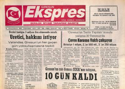 Giresun Ekspres Gazetesi 19 Haziran 2003 - Sekanın Satışına 10 Gün Kaldı GZ101497 - 1