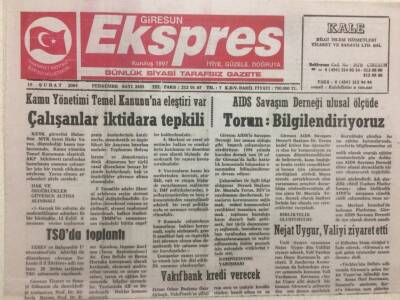 Giresun Ekspres Gazetesi 19 Şubat 2004 - Çalışanlar İktidara Tepkili GZ32213 - 1