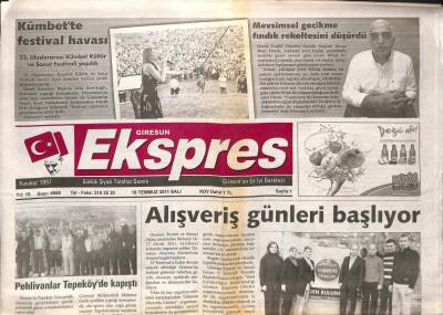 Giresun Ekspres Gazetesi 19 Temmuz 2011 - Pehlivanlar Tepeköyde Kapıştı GZ108123 - 1
