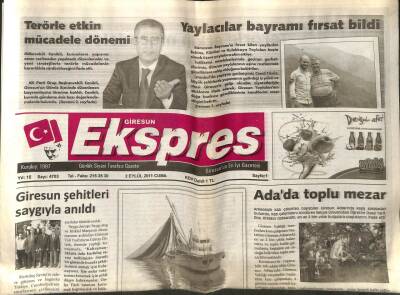 Giresun Ekspres Gazetesi 2 Eylül 2011 - Adada Toplu Mezar GZ108813 - 1