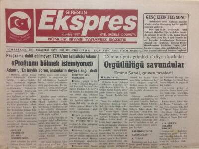 Giresun Ekspres Gazetesi 2 Haziran 2003 - Genç Kızın Feci Sonu GZ32203 - 1