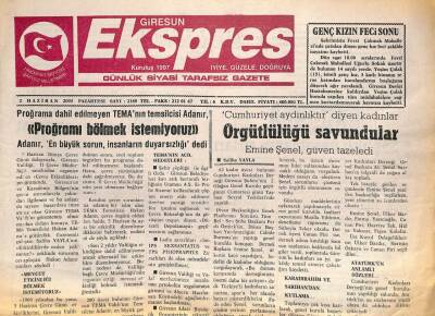 Giresun Ekspres Gazetesi 2 Haziran 2003 - Tireboluda Kaza İki Ölü GZ101491 - 1