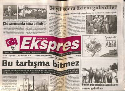 Giresun Ekspres Gazetesi 2 Temmuz 2011 - Başkan Aksu Açık Konuştu GZ108158 - 1