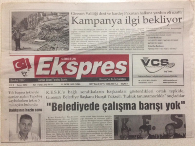 Giresun Ekspres Gazetesi 21 Ekim 2005 - Belediyede Çalışma Barışı Yok GZ24129 - 1