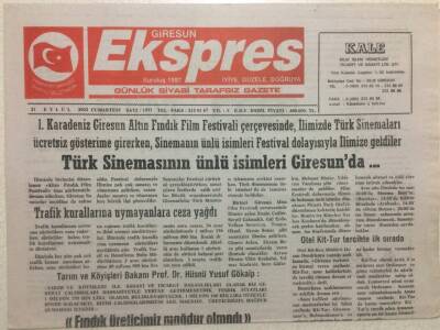 Giresun Ekspres Gazetesi 21 Eylül 2002 - Türk Sinemasının Ünlü İsimleri Giresunda GZ32253 - 1