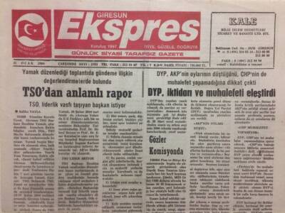 Giresun Ekspres Gazetesi 21 Ocak 2004 - TSOdan Anlamlı Rapor GZ32210 - 1