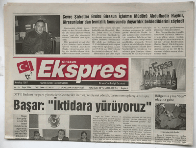 Giresun Ekspres Gazetesi 21 Ocak 2006 - Başar İktidara Yürüyoruz GZ3623 - 1