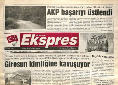 Giresun Ekspres Gazetesi 21 Şubat 2006 - Giresun Kimliğine Kavuşuyor GZ101457 - 2