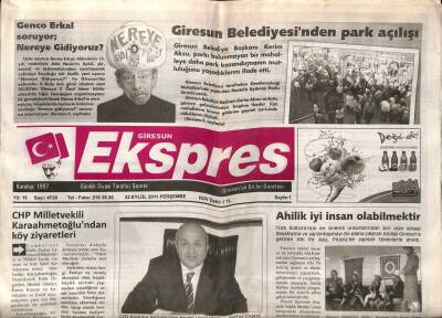 Giresun Ekspres Gazetesi 22 Eylül 2011 - CHP İl Başkanı Kısa Füze Kalkanı İsraili Koruyor GZ108161 - 1