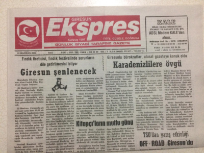 Giresun Ekspres Gazetesi 22 Haziran 2004 - Giresun Şenlenecek GZ24145 - 1