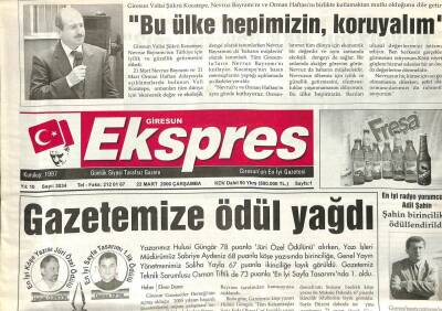 Giresun Ekspres Gazetesi 22 Mart 2006 - Gazetemize Ödül Yağdı GZ108820 - 1