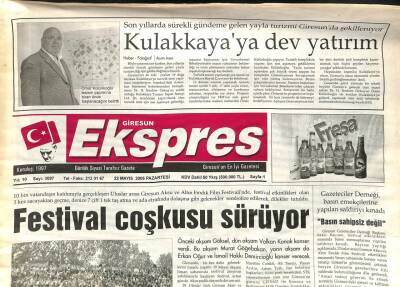Giresun Ekspres Gazetesi 22 Mayıs 2006 - Kulakkayaya Dev Yatırım GZ108798 - 1