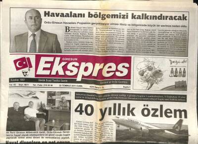 Giresun Ekspres Gazetesi 22 Temmuz 2011 - 40 Yıllık Özlem Or-Gİ GZ108810 - 1
