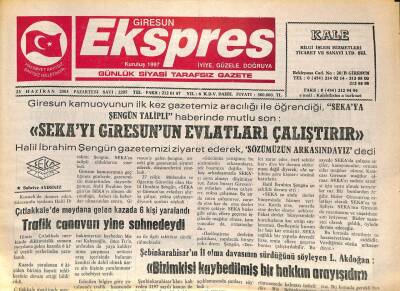 Giresun Ekspres Gazetesi 23 Haziran 2003 - Sekayı Giresun Evlatları Çalıştırıyor GZ101494 - 1
