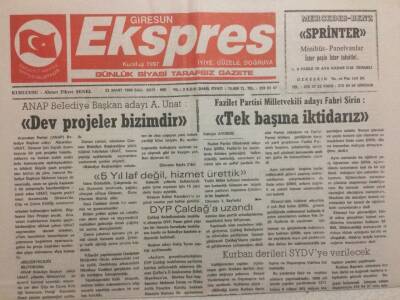 Giresun Ekspres Gazetesi 23 Mart 1999 - Dev Projeler Bizimdir GZ34710 - 1