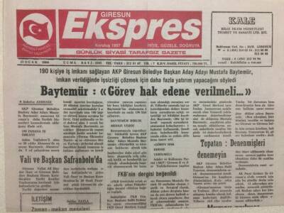 Giresun Ekspres Gazetesi 23 Ocak 2004 - BaytemurGörev Hak Edene Verilmeli GZ32211 - 1