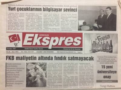 Giresun Ekspres Gazetesi 23 Şubat 2006 - FKB Maliyetin Altında Fındık Satmayacak GZ38195 - 1