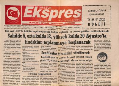 Giresun Ekspres Gazetesi 24 Temmuz 1999 - En Yüksek SSK Emekli Aylığı 132 Milyon Lira GZ79008 - 1