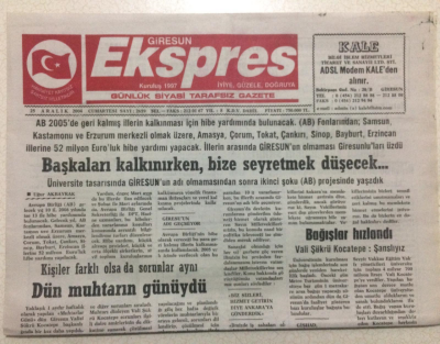 Giresun Ekspres Gazetesi 25 Aralık 2004 - Dün Muhtarın Günüydü GZ24141 - 1