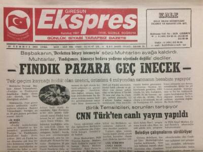 Giresun Ekspres Gazetesi 25 Temmuz 2003 - Fındık Pazara Geç İnecek GZ35514 - 1
