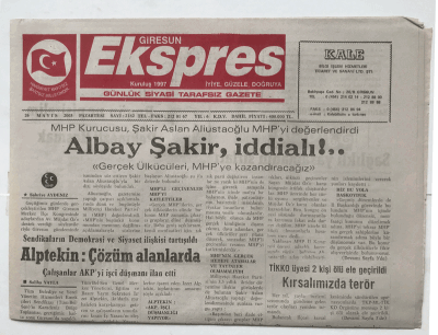Giresun Ekspres Gazetesi 26 Mayıs 2003 - AKP Kongreyi Erteledi GZ3887 - 1