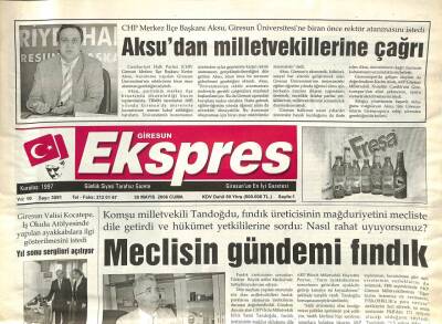 Giresun Ekspres Gazetesi 26 Mayıs 2006 - Aksudan Milletvekillerine Çağrı GZ97231 - 1
