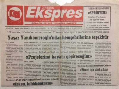 Giresun Ekspres Gazetesi 26 Nisan 1999 - Doğankent Belediye Başkanı Projelerimi Hayata Geçireceğim Dedi GZ34030 - 1