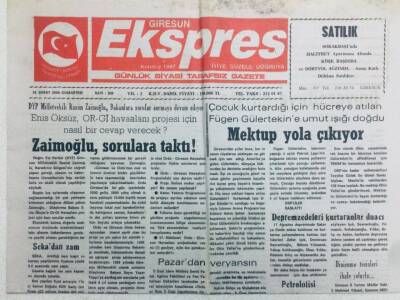Giresun Ekspres Gazetesi - 26 Şubat 2000 - Zaimoğlu Sorulara Taktı GZ41954 - 1