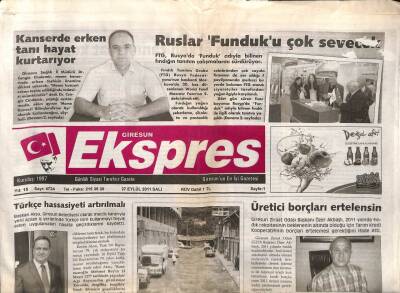 Giresun Ekspres Gazetesi 27 Eylül 2011 - Ruslar Funduku Çok Sever GZ108449 - 1