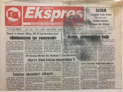 Giresun Ekspres Gazetesi 27 Ocak 2000 - Öcalan Parlementoya Bağlı GZ32785 - 1