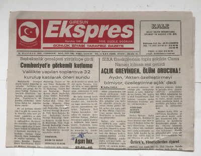 Giresun Ekspres Gazetesi 28 Haziran 2003 -Cumhuriyet e Görkemli Kutlama GZ5735 - 2