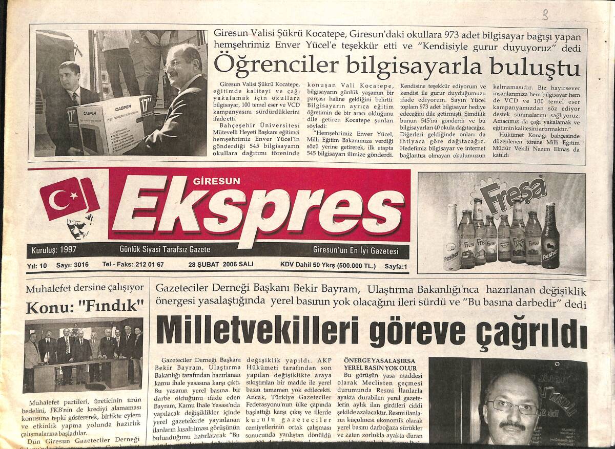 Giresun Ekspres Gazetesi 28 Şubat 2006 - Bulancak Gezer'le Kazanmayı Unuttu - Yalıköy Balıkçı Barınağında Sessizlik Hakim GZ2004 - 1
