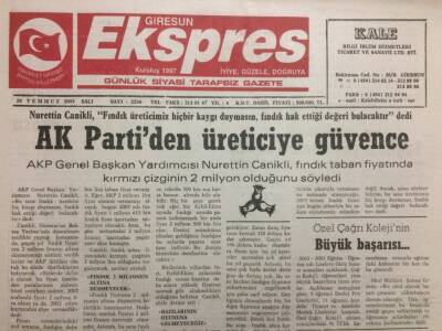 Giresun Ekspres Gazetesi 29 Temmuz 2003 - Ak Partiden Üreticiye Güvence GZ35515 - 1