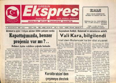 Giresun Ekspres Gazetesi 3 Haziran 2003 - Şebinkarahisarda Bir Kişi Donarak Öldü GZ101492 - 2