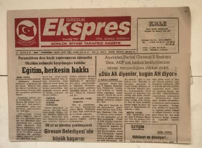 Giresun Ekspres Gazetesi 3 Nisan 2003 - 30 Yıl Su Sıkıntısı Çekilmeyecek GZ7710 - 1