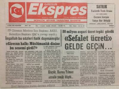 Giresun Ekspres Gazetesi - 3 Ocak 2000 - Sefalet Ücreti Gel de Geçin GZ32189 - 1