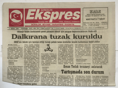 Giresun Ekspres Gazetesi 3 Şubat 2005 - Dalkırana Tuzak Kuruldu GZ5076 - 1