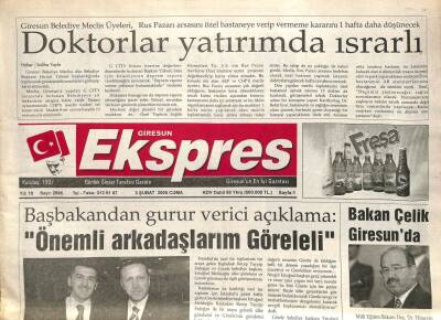 Giresun Ekspres Gazetesi 3 Şubat 2006 - Bakan Çelik Giresunda GZ101475 - 1