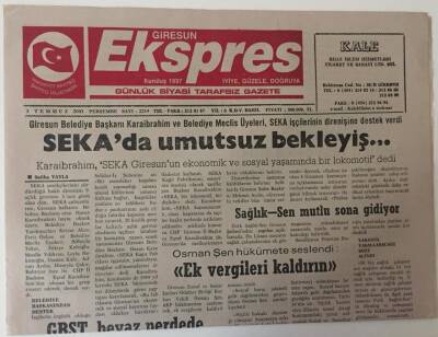 Giresun Ekspres Gazetesi 3 Temmuz 2003 - SEKAda Umutsuz Bekleyiş - GZ13463 - 1