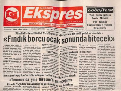 Giresun Ekspres Gazetesi 30 Aralık 1998 - Fındık Borcu Ocak Sonunda Bitecek GZ108150 - 1