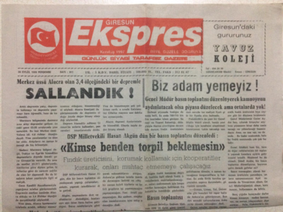 Giresun Ekspres Gazetesi 30 Eylül 1999 - Biz Adam Yemeyiz GZ24135 - 1