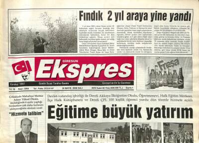 Giresun Ekspres Gazetesi 30 Mayıs 2006 - Eğitime Büyük Yatırım, Gücede Cinayet GZ97234 - 1