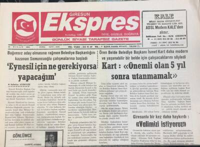 Giresun Ekspres Gazetesi 30 Nisan 2004 İsmet KartÖnemli Olan 5 Yıl Sonra Utanmamak GZ30777 - 1