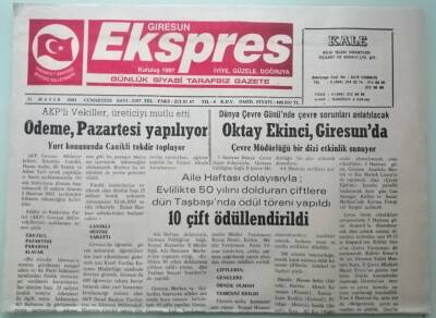 Giresun Ekspres Gazetesi 31 Mayıs 2003 Oktay Ekinci Giresunda - Şenel Yeniden Aday -GZ33351 - 1
