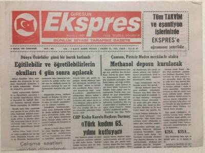 Giresun Ekspres Gazetesi 4 Aralık 1999 - Türk Kadını 65. Yılını Kutluyor GZ32232 - 1