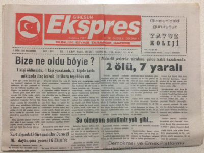 Giresun Ekspres Gazetesi 4 Ekim 1999 - Bize Ne Oldu Böyle GZ24132 - 1
