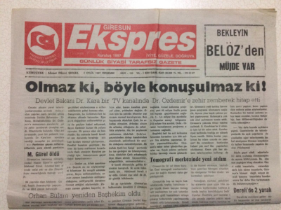 Giresun Ekspres Gazetesi 4 Eylül 1997 - Olmaz Ki Böyle Konuşulmaz Ki? GZ24131 - 1