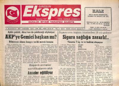 Giresun Ekspres Gazetesi 4 Haziran 2003 - Şebinkarahisarda Kaza 11 Yaralı GZ101493 - 2