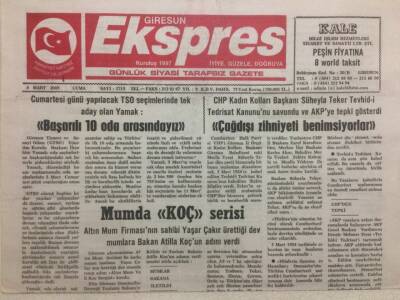 Giresun Ekspres Gazetesi 4 Mart 2005 - Çağ Dışı Zihniyeti Benimsiyorlar GZ32264 - 1